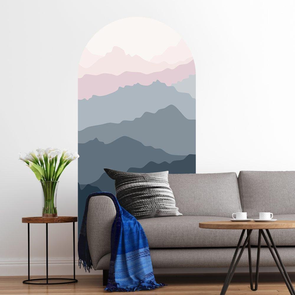 Enkel Mountain Cloud Arch Dekal Sänggavel Väggdekal, Flora Grossist, väggdekoration