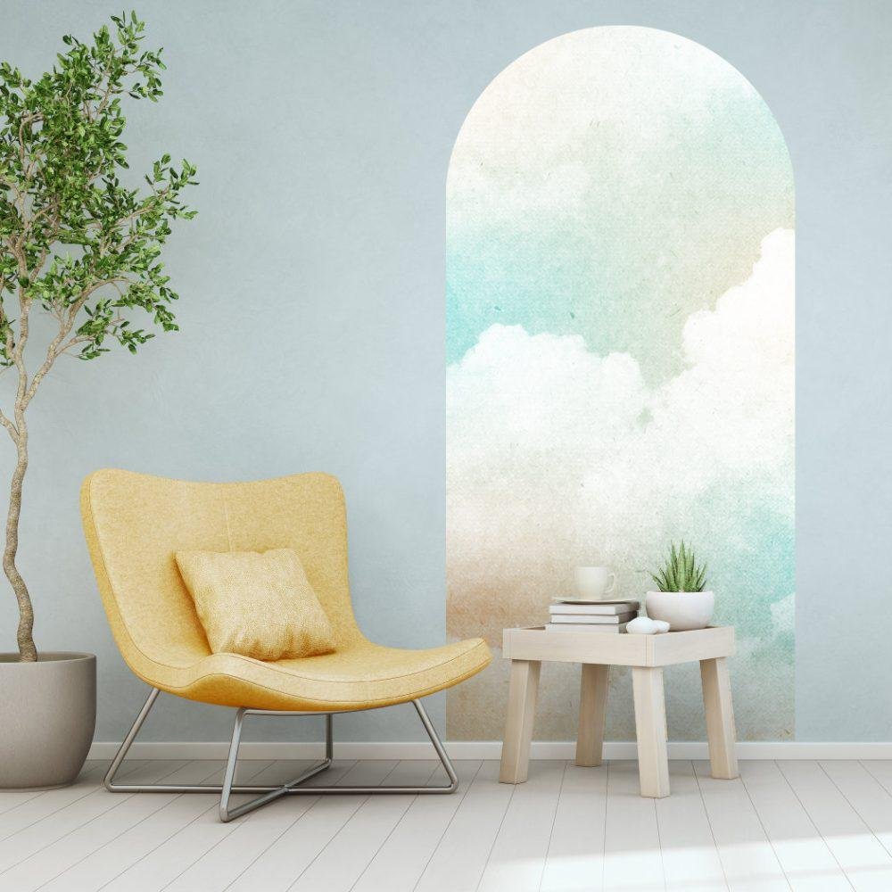 Stor Ljus Färg Bakgrund Cloud Arch Dekal Säng Sänggavel Väggdekal, Flora Grossist, väggdekoration