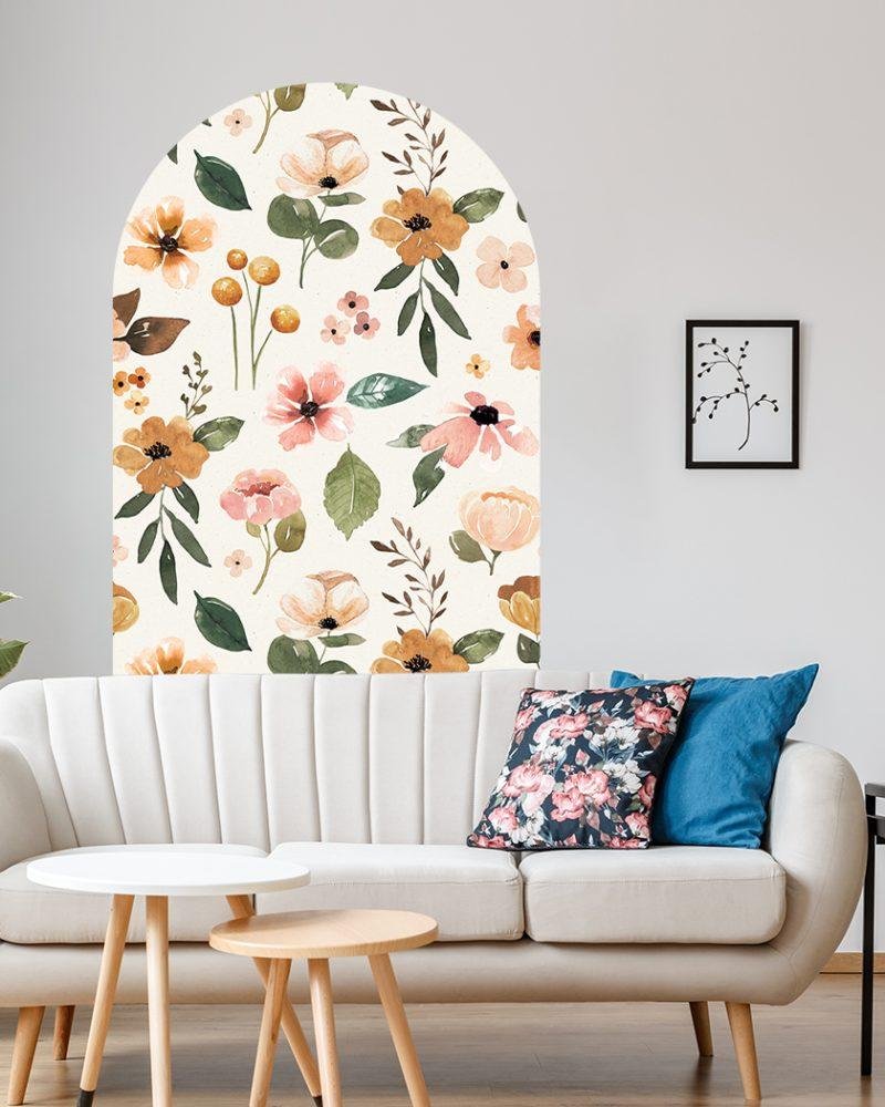 Elegant Flower Assortment Watercolor Wall Sticker, Flora Grossist, väggdekoration