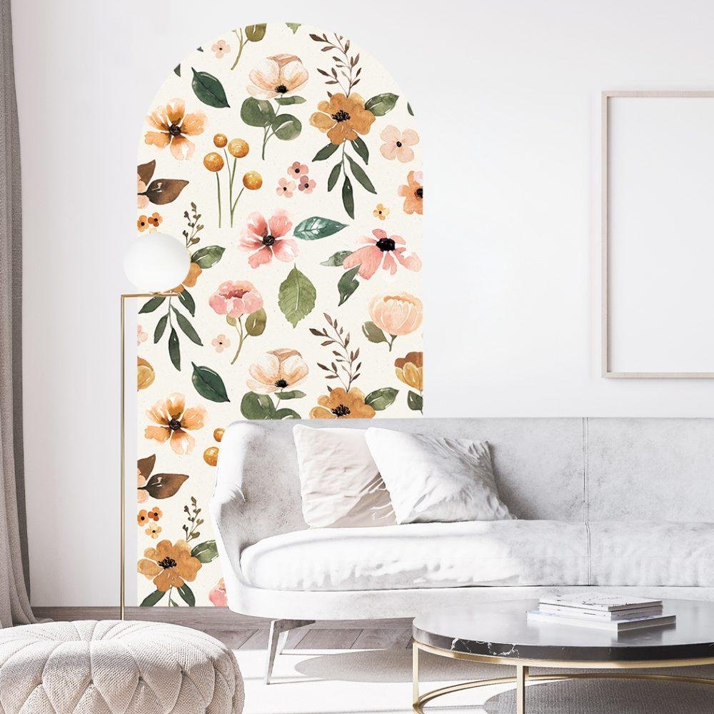Elegant Flower Assortment Watercolor Wall Sticker, Flora Grossist, väggdekoration