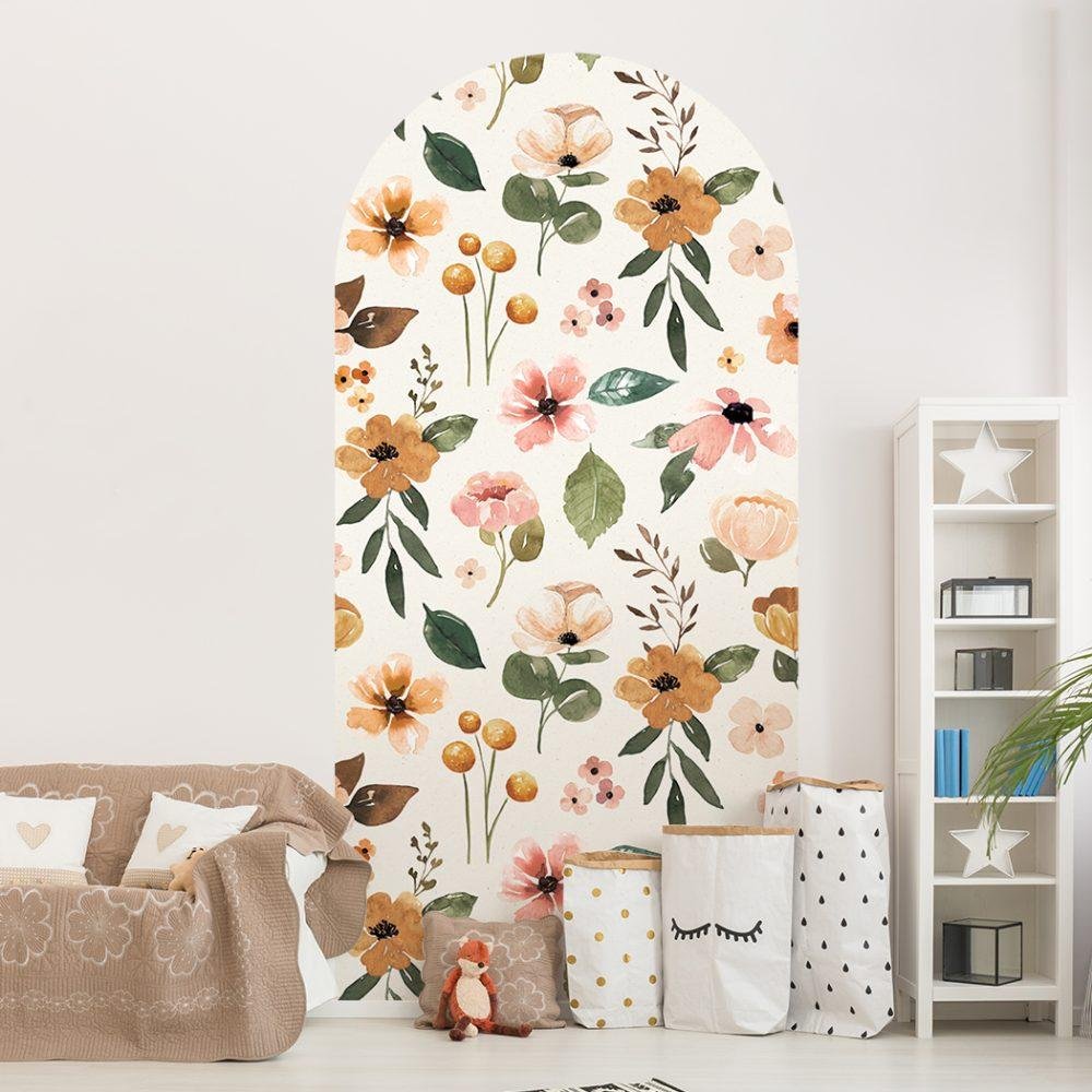 Elegant Flower Assortment Watercolor Wall Sticker, Flora Grossist, väggdekoration