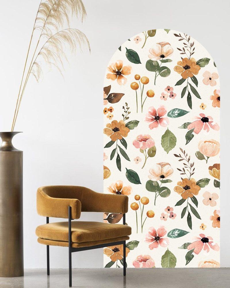 Elegant Flower Assortment Watercolor Wall Sticker, Flora Grossist, väggdekoration