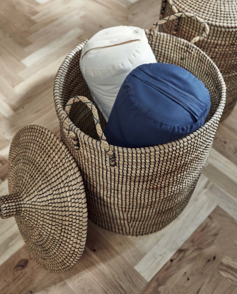 Laudy Laundry Basket, S/2 - Nature/black, Nordal, förvaring