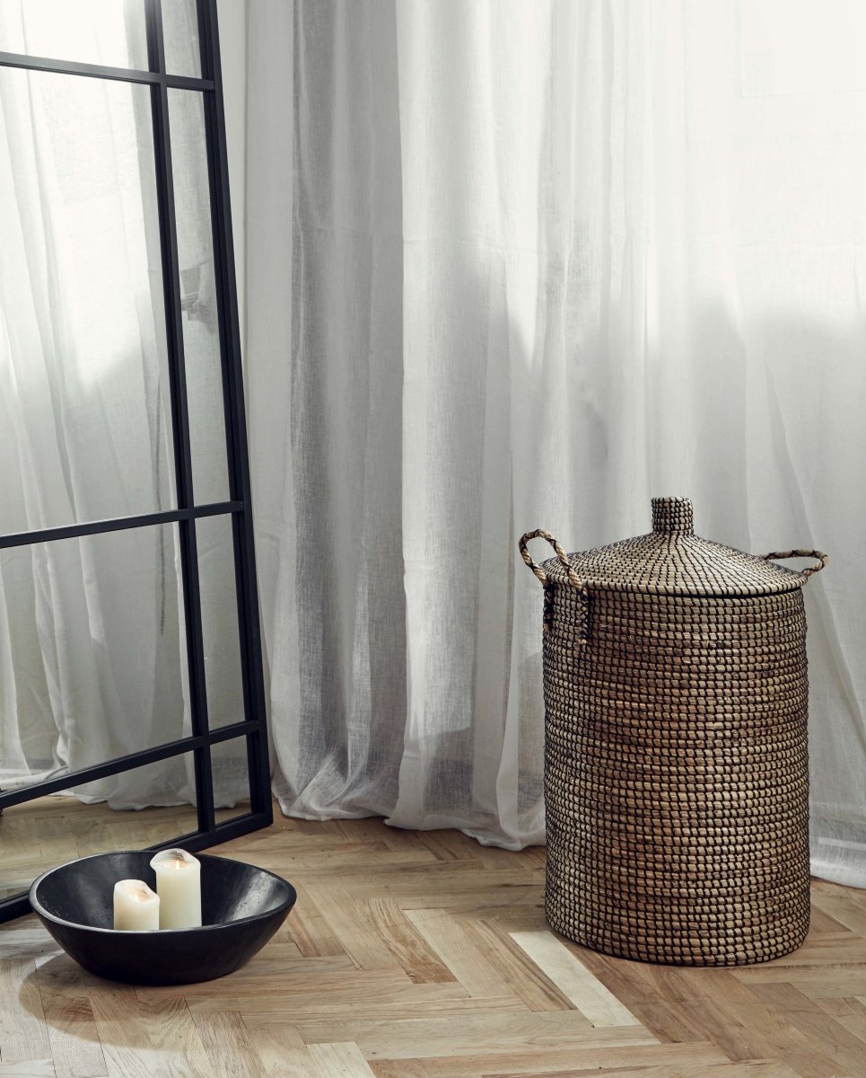 Laudy Laundry Basket, S/2 - Nature/black, Nordal, förvaring