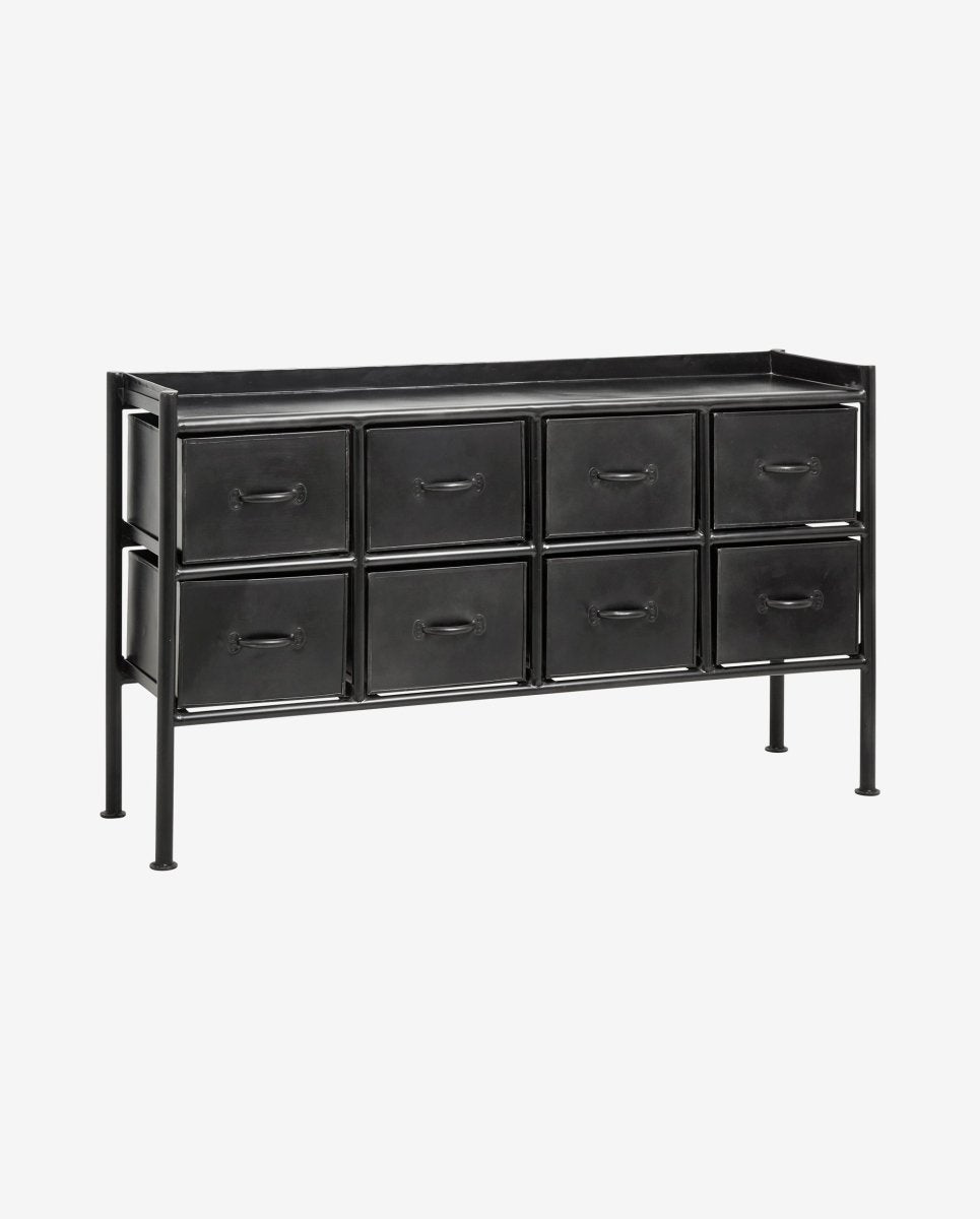 Portland Iron Drawer, 8 Drawers - Black, Nordal, bokhyllor