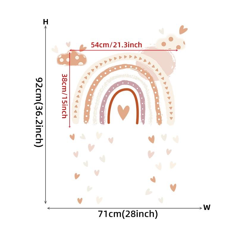 Boho Style Rainbow Heart Shape Wall Stickers, Flora Grossist, Barnrum