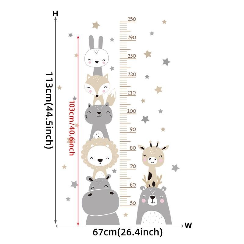 Animals And Stars Height Ruler Wall Stickers For Kids | Kids Height Ruler Decal, Flora Grossist, Barnrum
