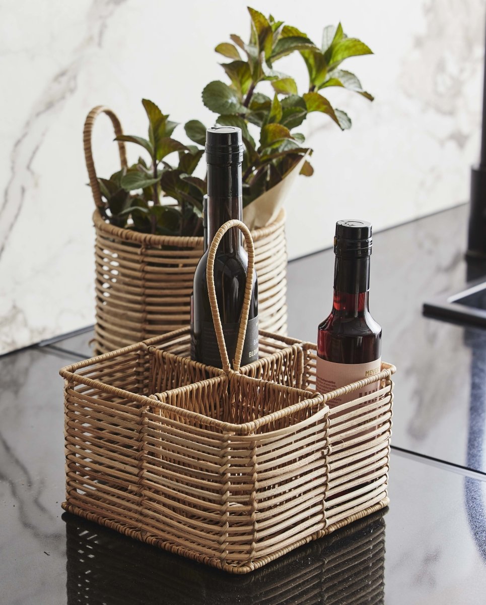 Zadar Rattan Holder, 4 Dividers - Nature, Nordal, förvaring
