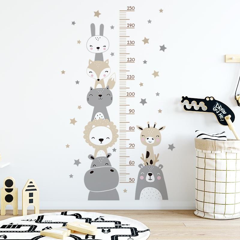 Animals And Stars Height Ruler Wall Stickers For Kids | Kids Height Ruler Decal, Flora Grossist, Barnrum