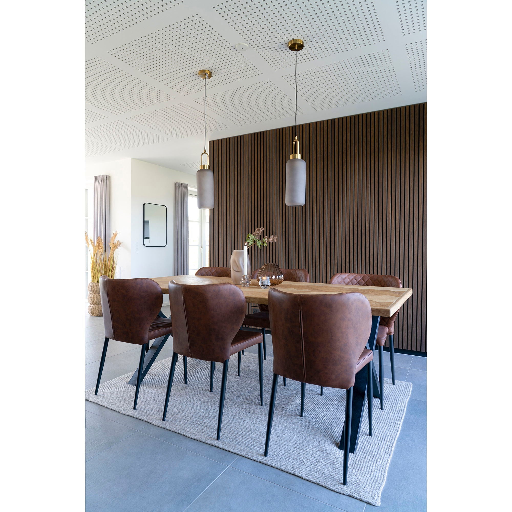 PISA matstol, vintagebrunt PU-läder