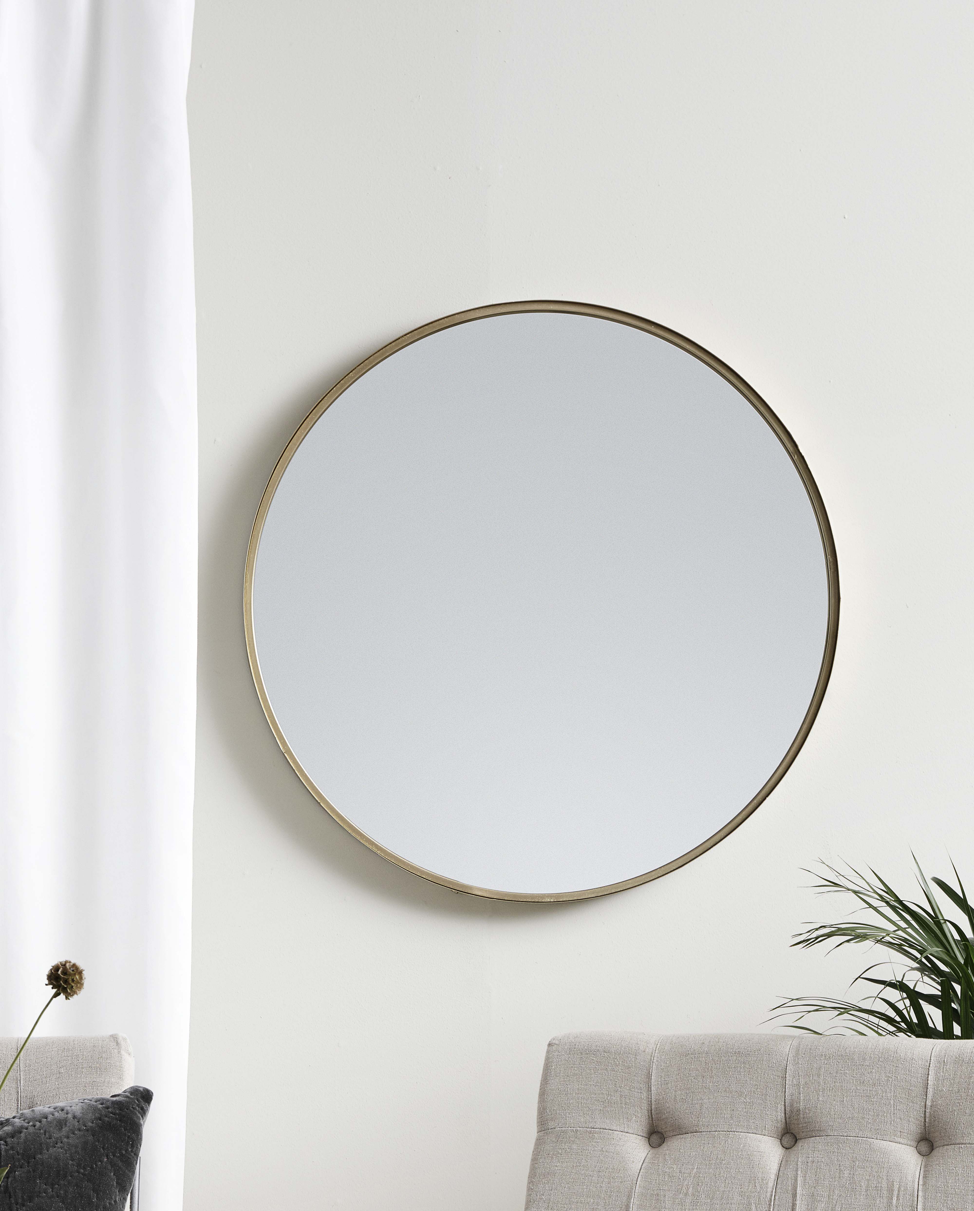 Curlew Round Mirror, Iron - Brass, Nordal, speglar