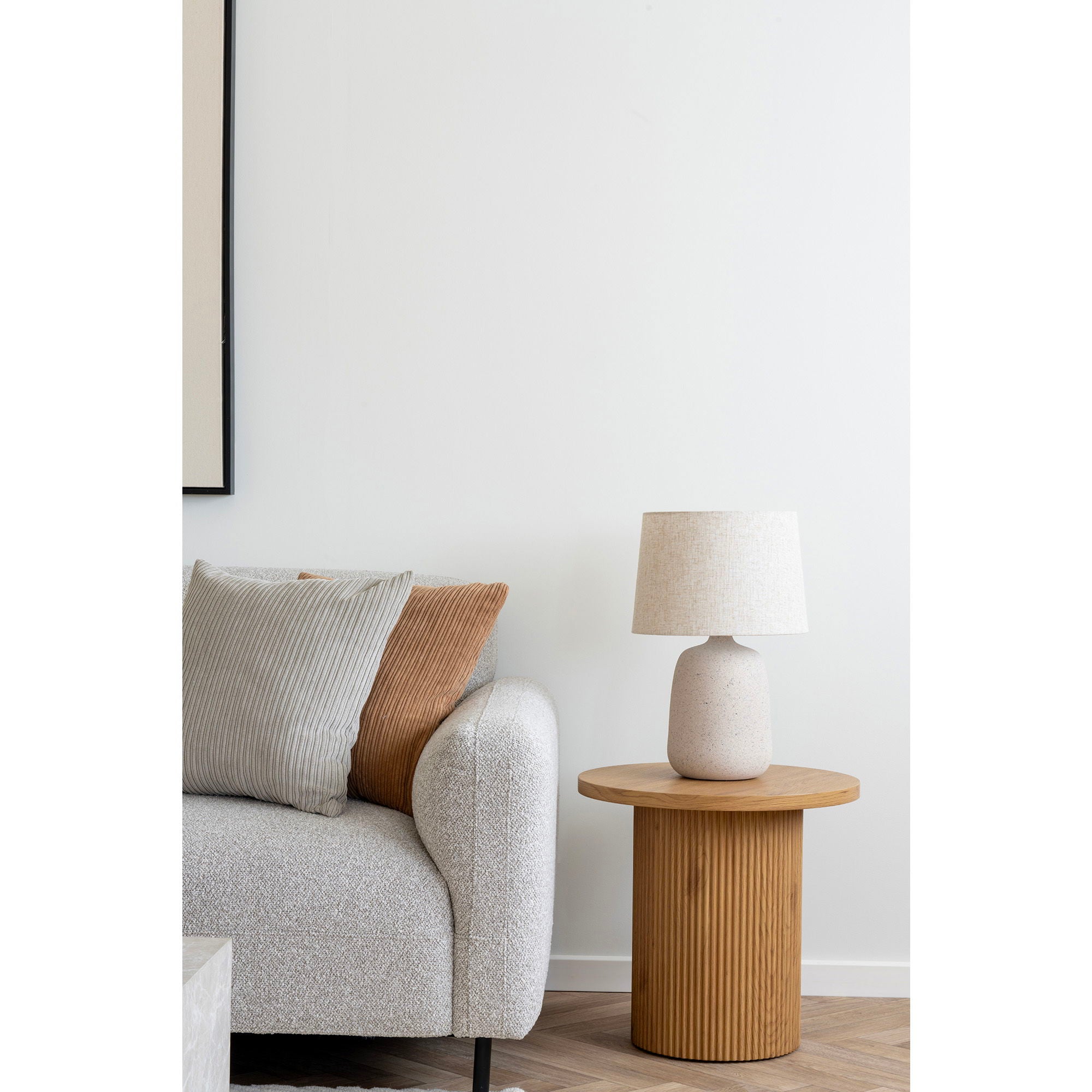 Salvador Lounge-soffa, vänstervänd bouclé ljusgrå