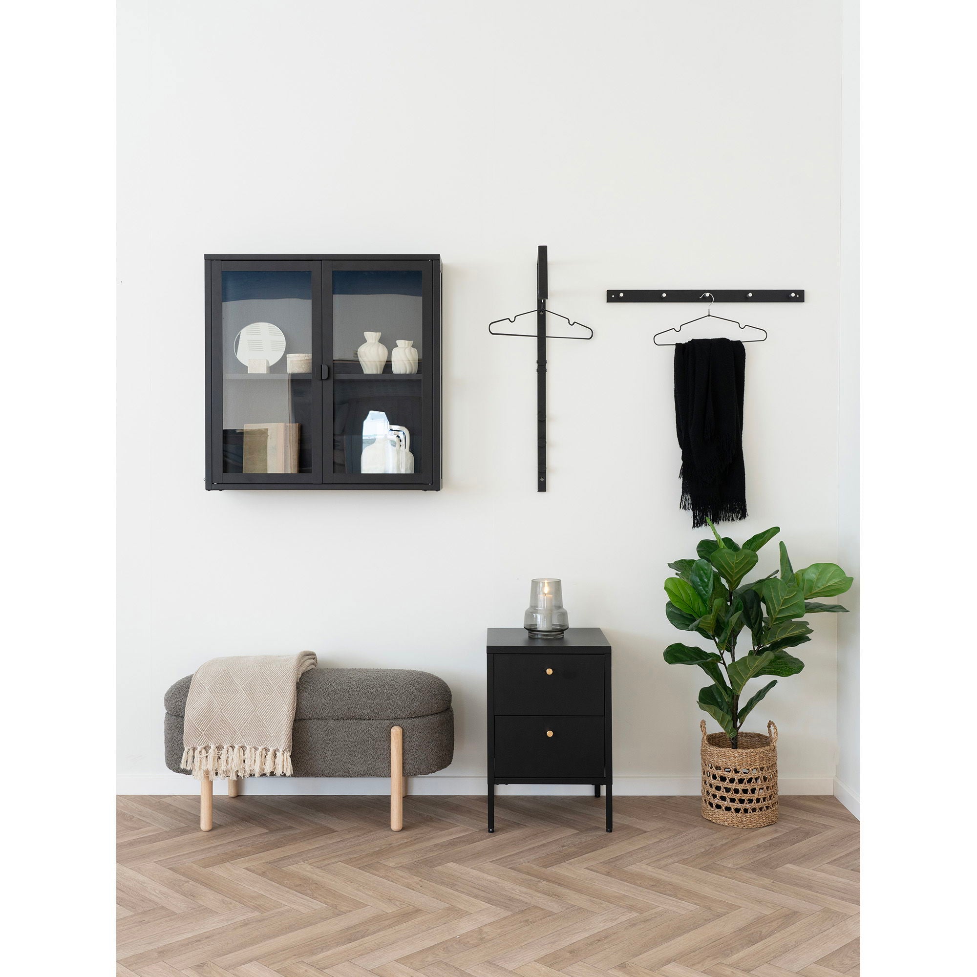 BRANCA Bänk med förvaring, brun/natur