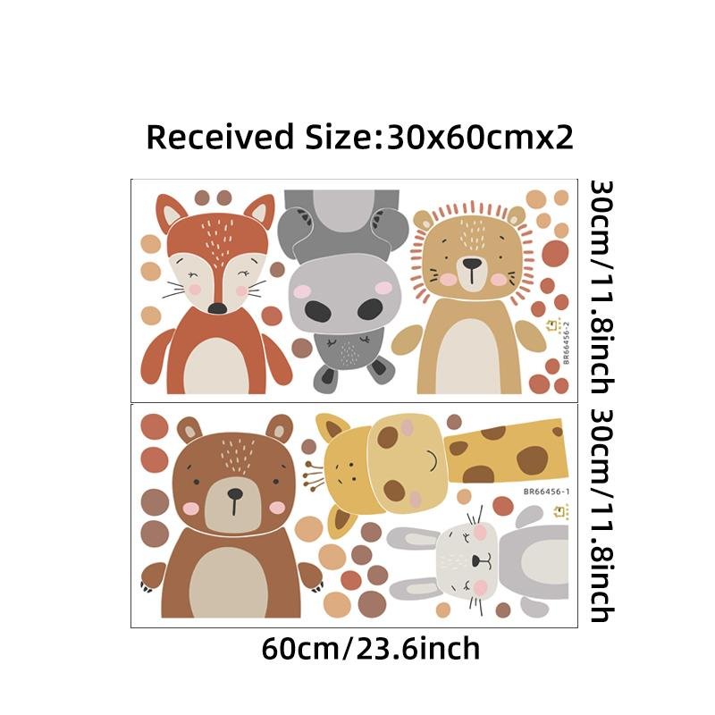 Cute Lion Bear Bunny Fox Giraffe Hippo Nursery Baby Kids Game Room Wall Decor Decals Decoration Interior, Flora Grossist, Barnrum