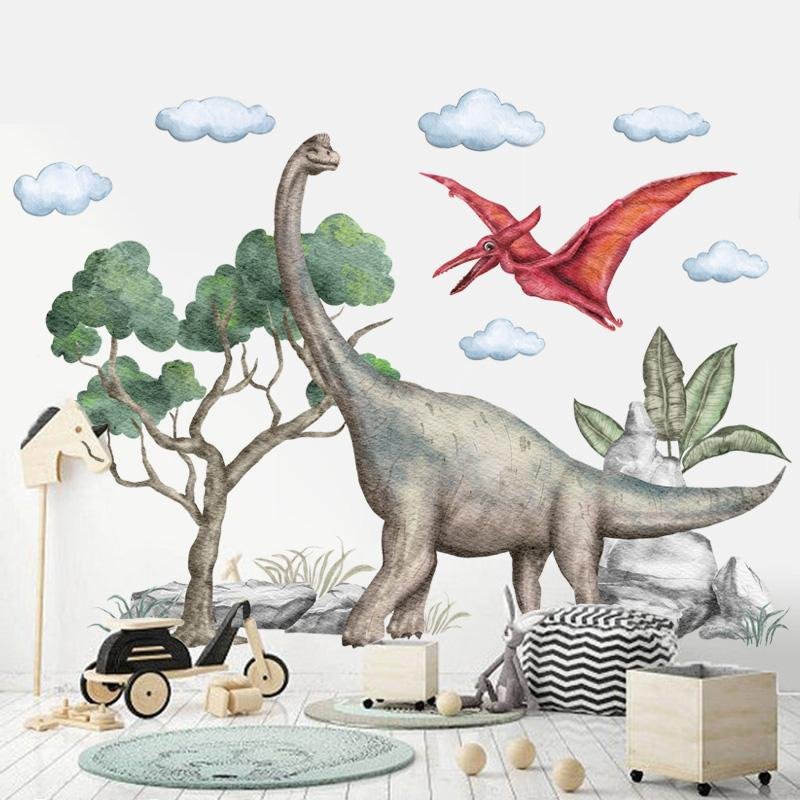Large Pterosaur Flying Dinosaurs Cartoon Wall Stickers For Kids Room, Flora Grossist, Barnrum