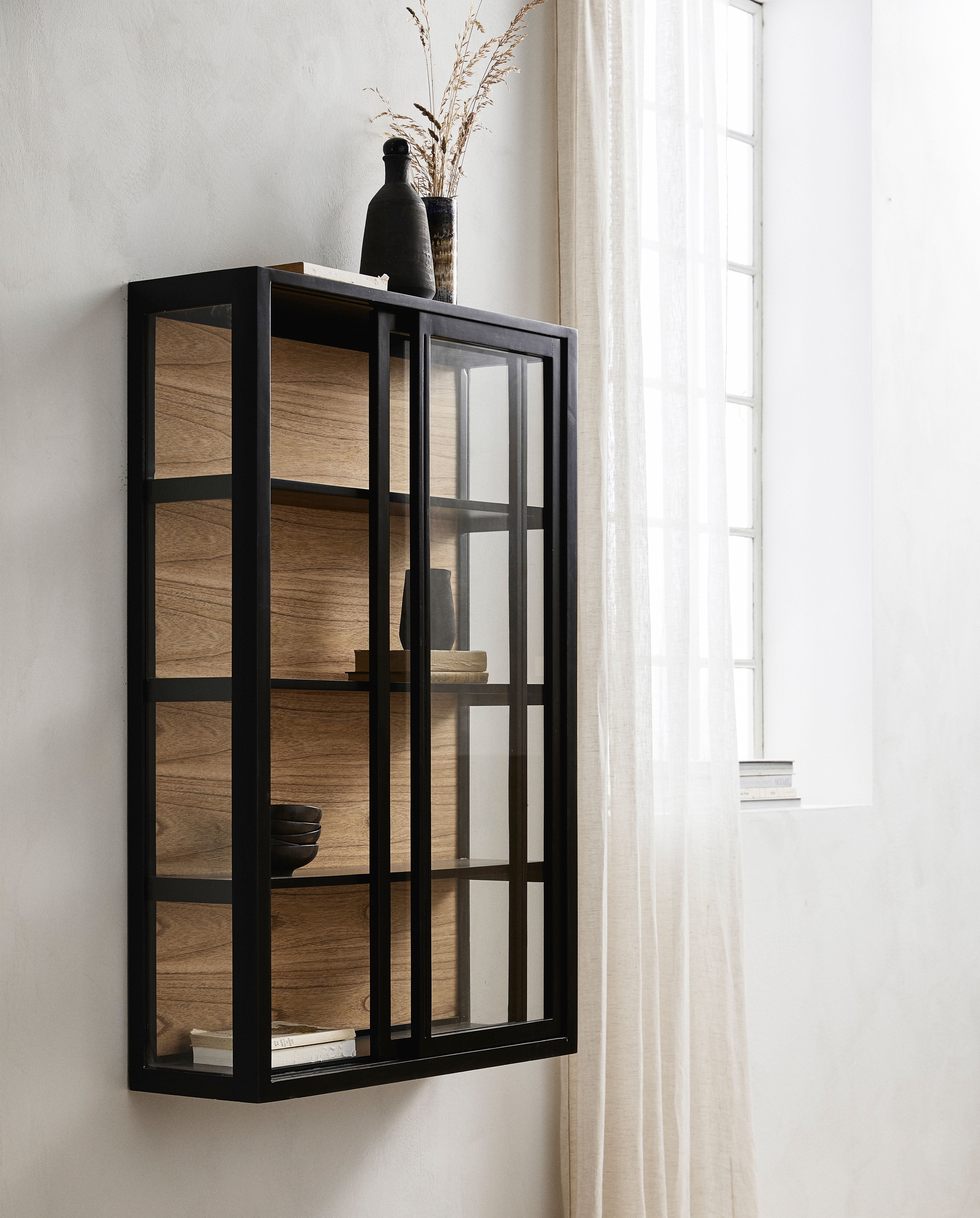 Bei Wall Cabinet, Sliding Doors, Black, Nordal, vägghyllor & väggskåp