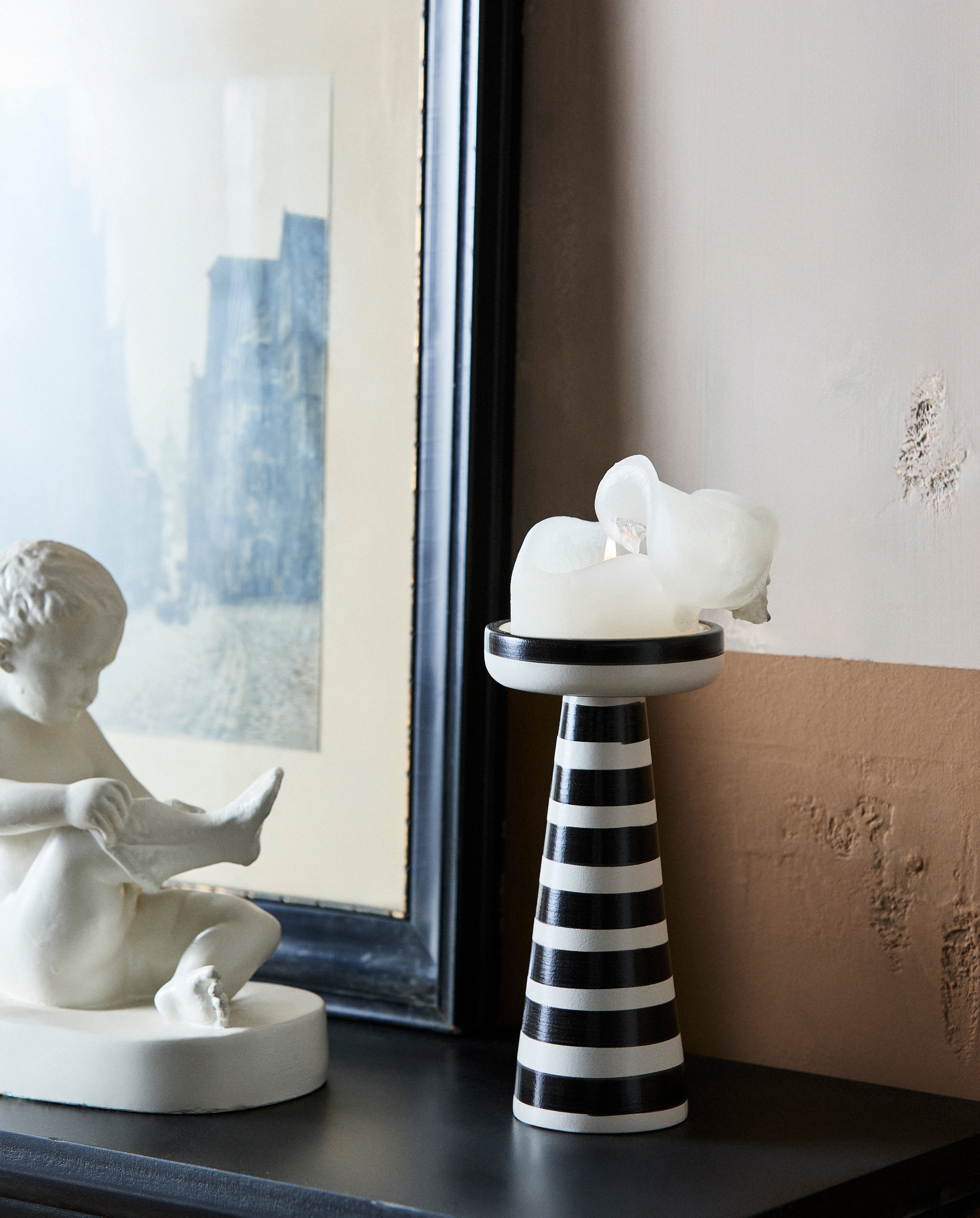 Cumo Candle Holder - Black/white, Nordal, ljus & ljuslyktor