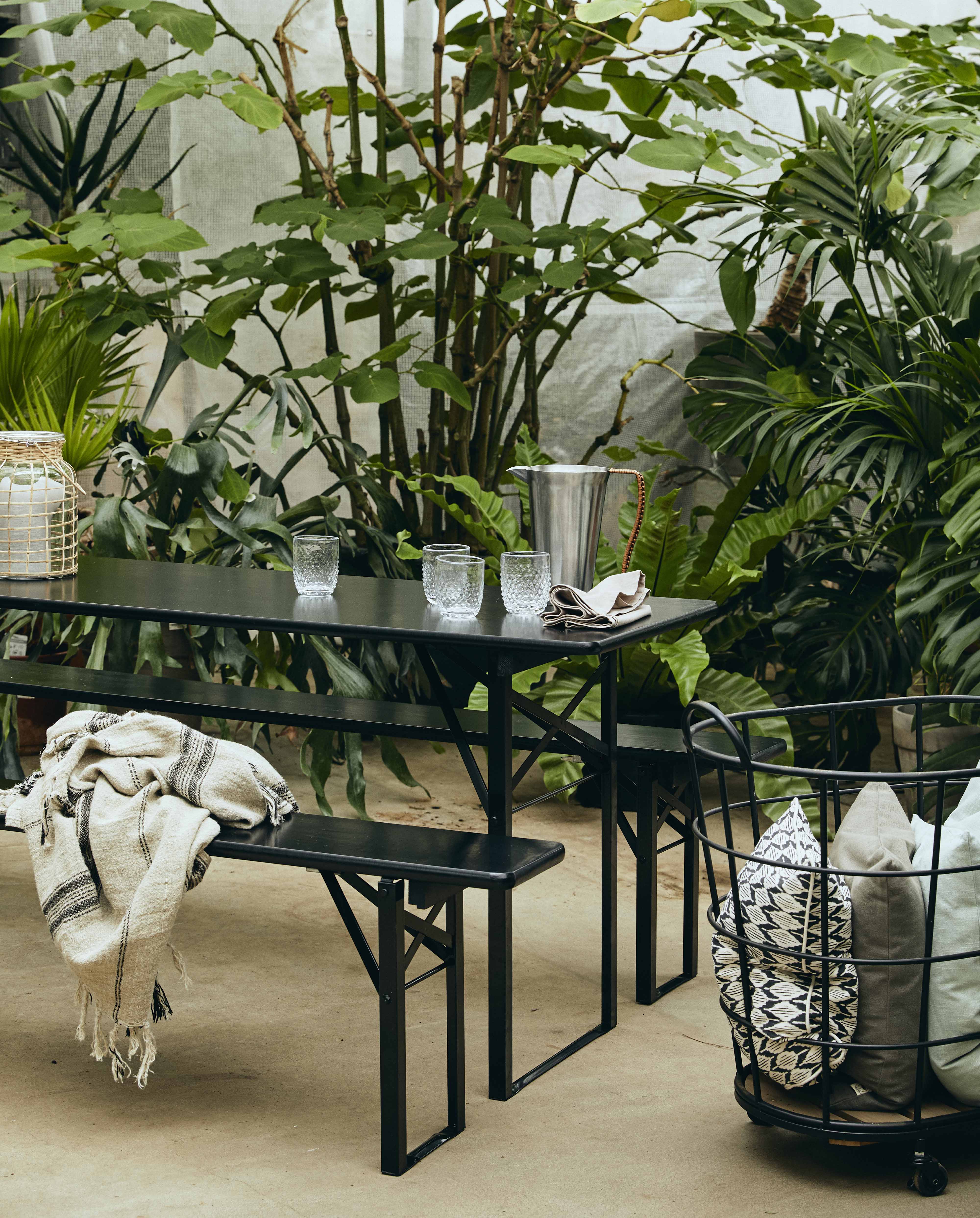 Table/bench Set - Black, S/3, S, Nordal, trädgårdsmöbler