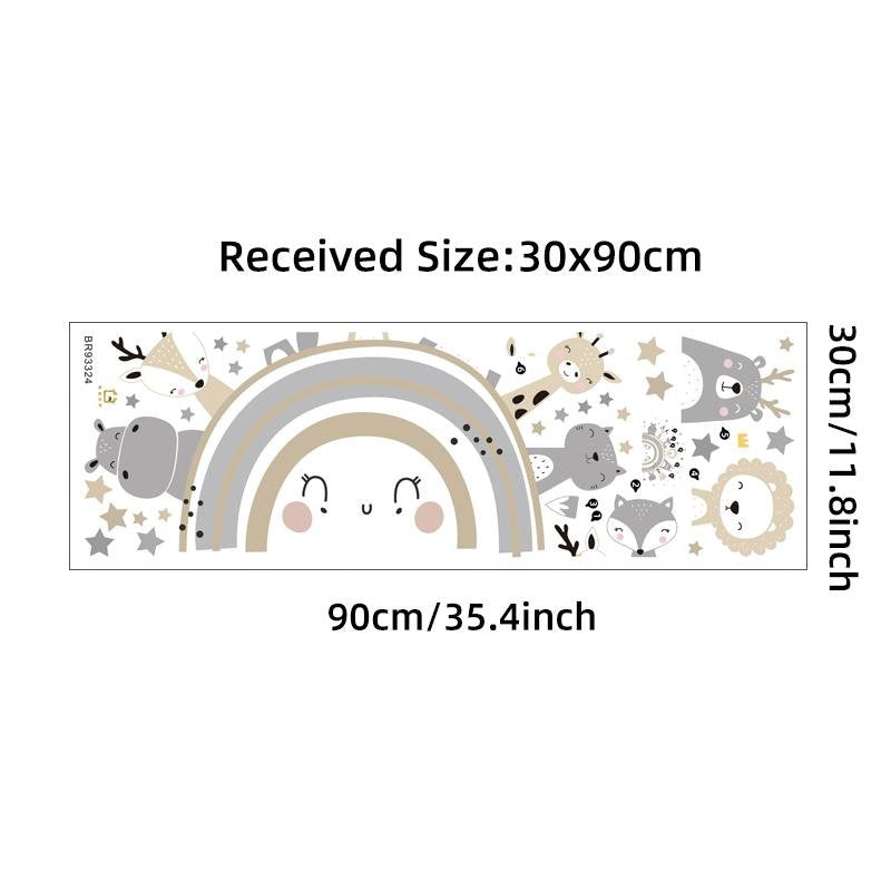 Nursery Wall Rainbow Animals Stickers, Flora Grossist, Barnrum