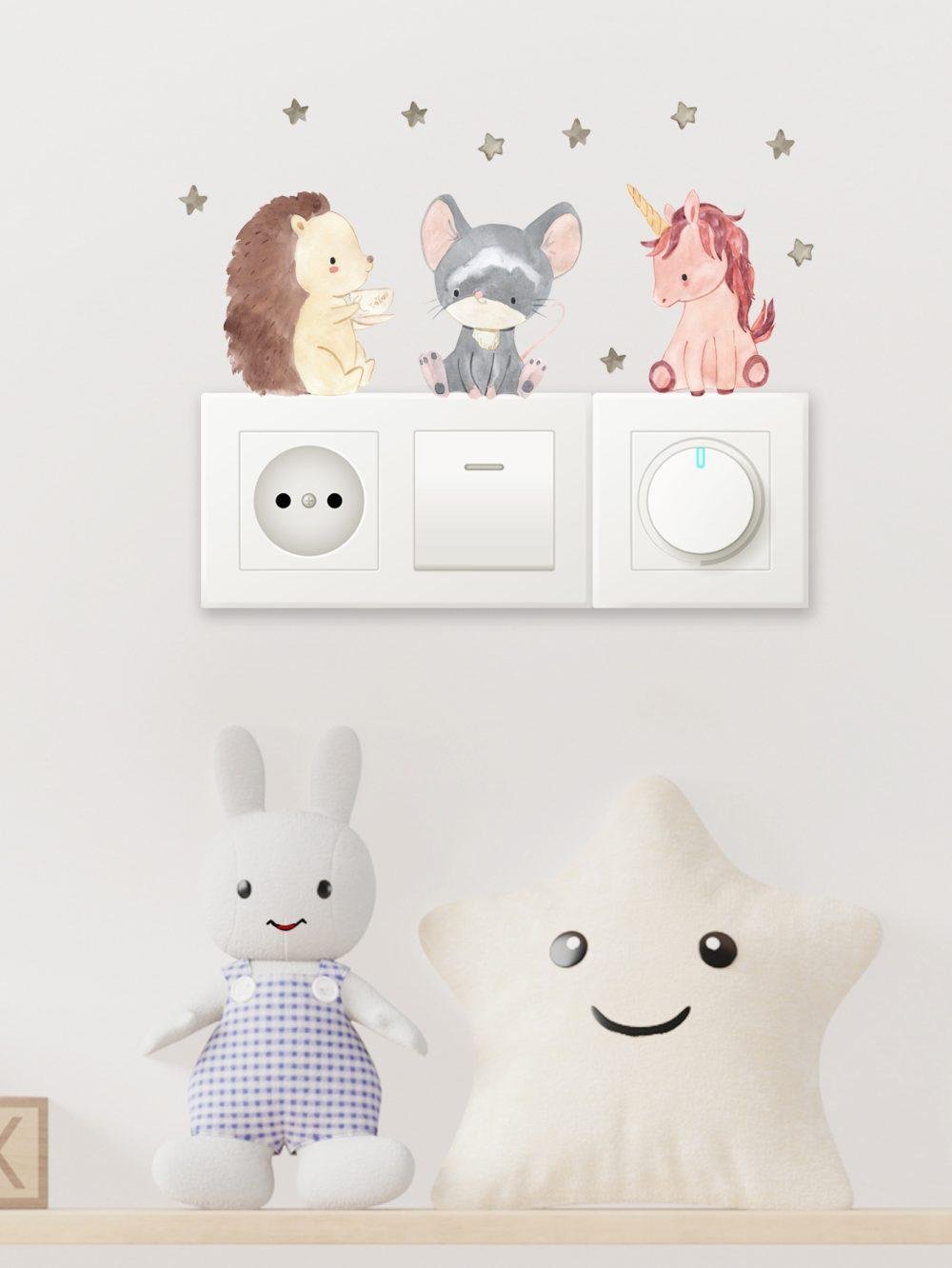 Cartoon Penguin Unicorn Elephant Panda Wall Decals Wall Stickers, Flora Grossist, Barnrum