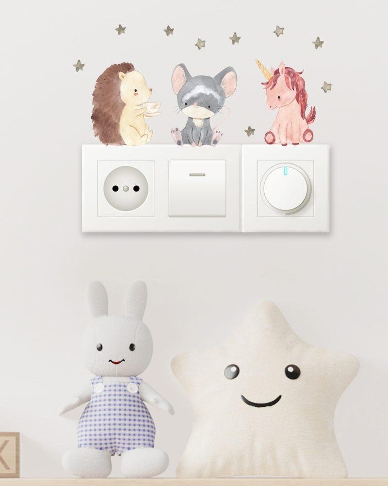 Cartoon Penguin Unicorn Elephant Panda Wall Decals Wall Stickers, Flora Grossist, Barnrum