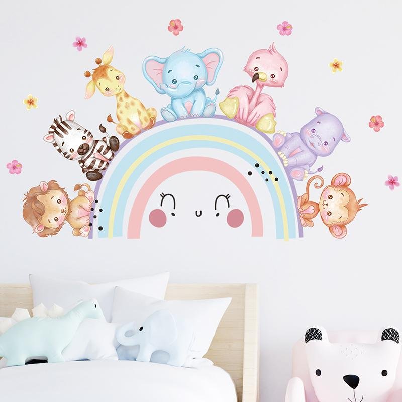Cute Animals Wall Stickers Elephant Lion Kids Room, Flora Grossist, Barnrum
