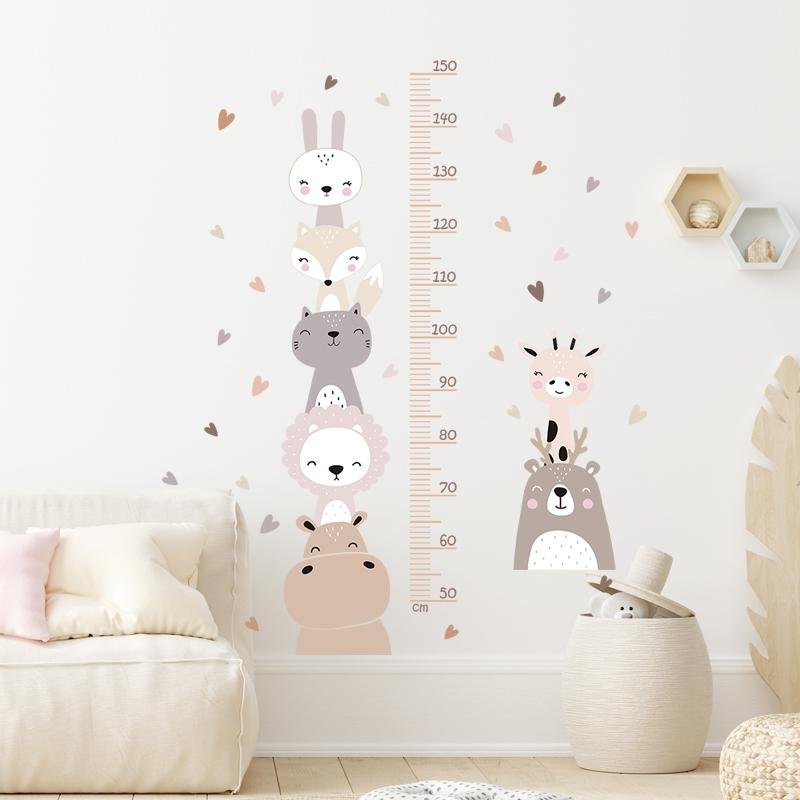 Smiley Face Cartoon Small Animal Height Stickers, Flora Grossist, Barnrum