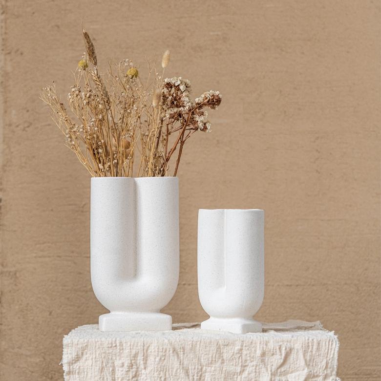 Modern U-formad Keramikvas: Vit Elegans, Flora Grossist, vaser-och-krukor