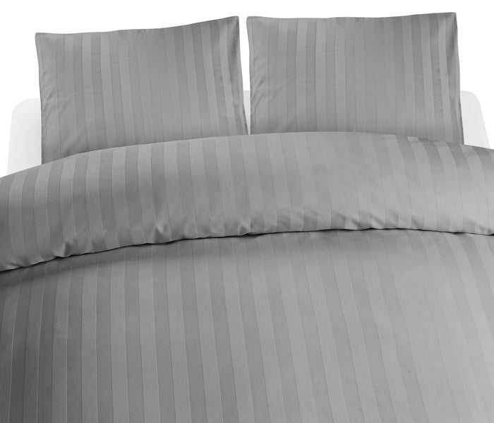 3-dels Set Satin Ljusgrå Dubbel, Borganäs of Sweden, påslakan