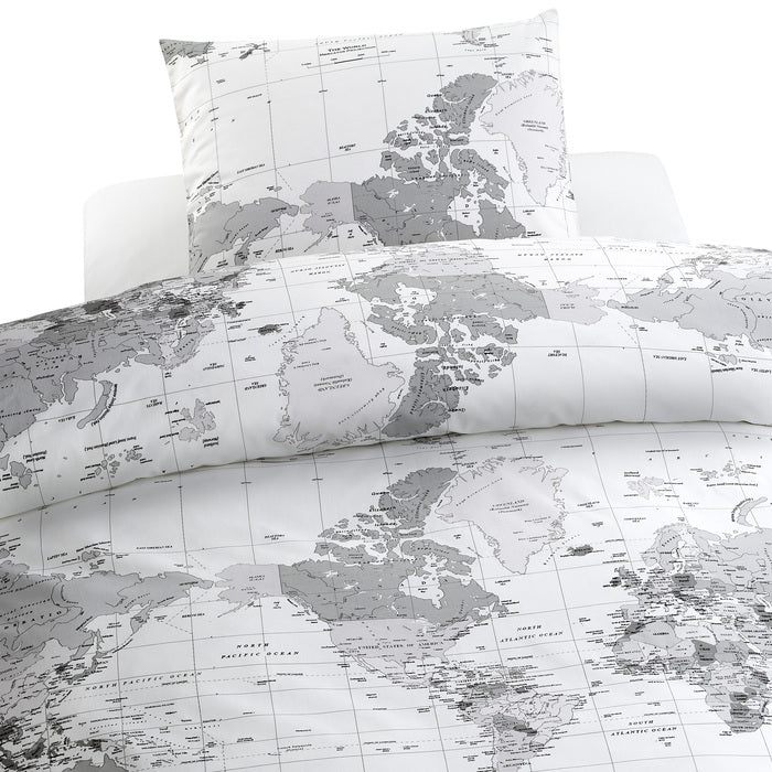 2-dels Set Big World Grå, Borganäs of Sweden, påslakan