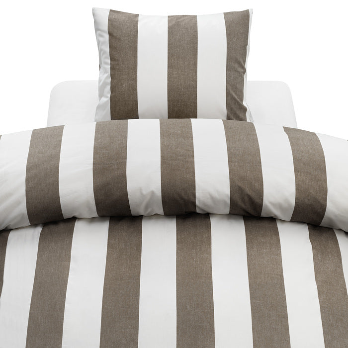 2-dels Set Block Stripe Brun, Borganäs of Sweden, påslakan