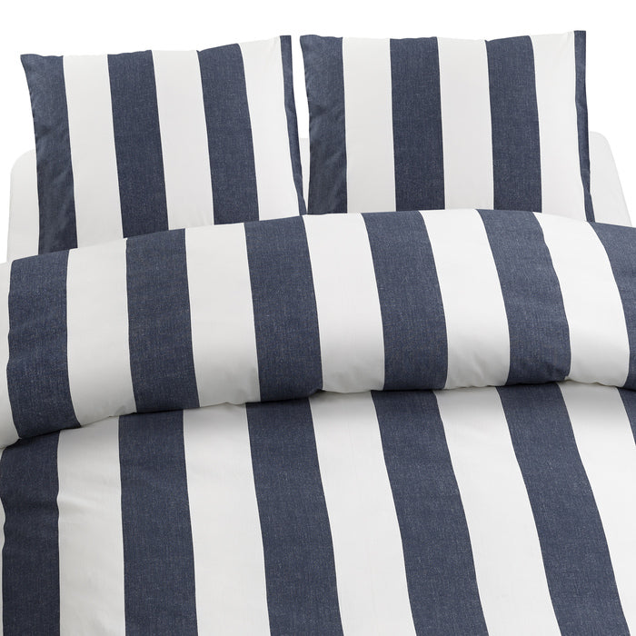 3-dels Set Block Stripe Blå Dubbel, Borganäs of Sweden, påslakan