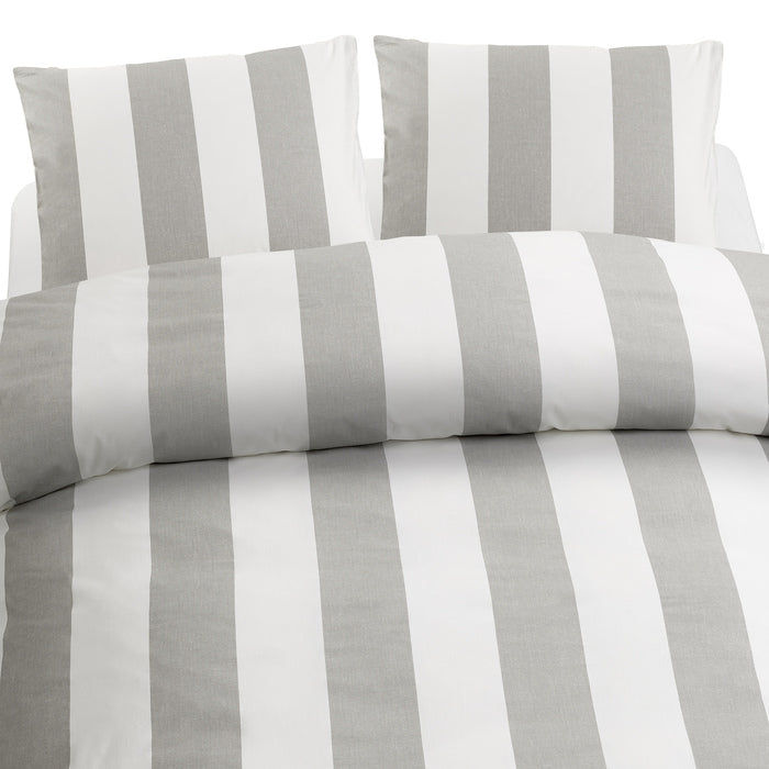 3-dels Set Block Stripe Grå Dubbel, Borganäs of Sweden, påslakan