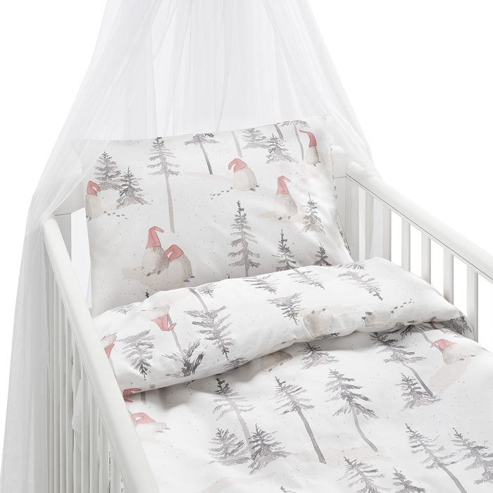 2-dels Set Skogstomte Vit/grå Spjälsäng, Borganäs of Sweden, barnartiklar sovrum