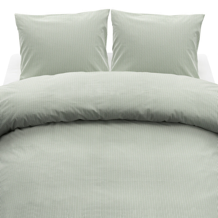 3-dels Set Thelma Stripe Grön Dubbel, Borganäs of Sweden, påslakan