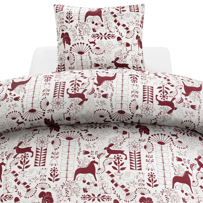 2-dels Set Äppelbo Röd, Borganäs of Sweden, påslakan