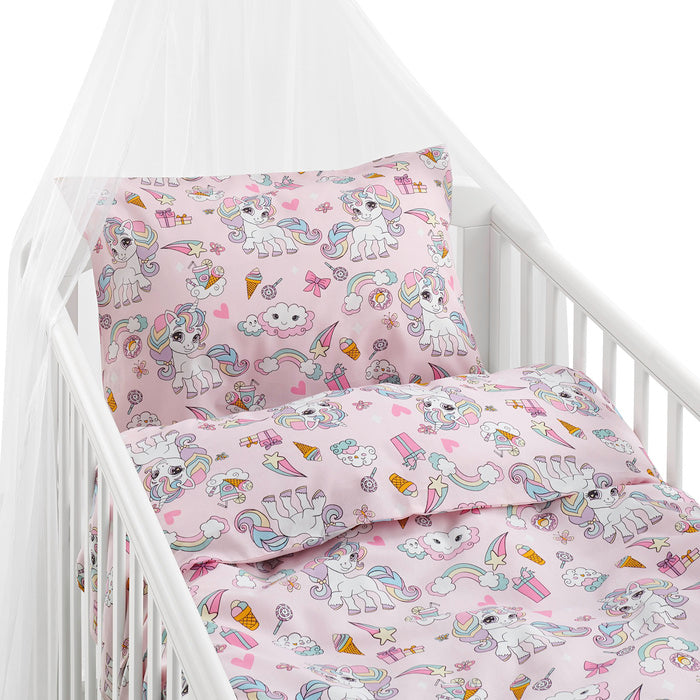 2-dels Set Enhörning Rosa Spjälsäng, Borganäs of Sweden, barnartiklar sovrum