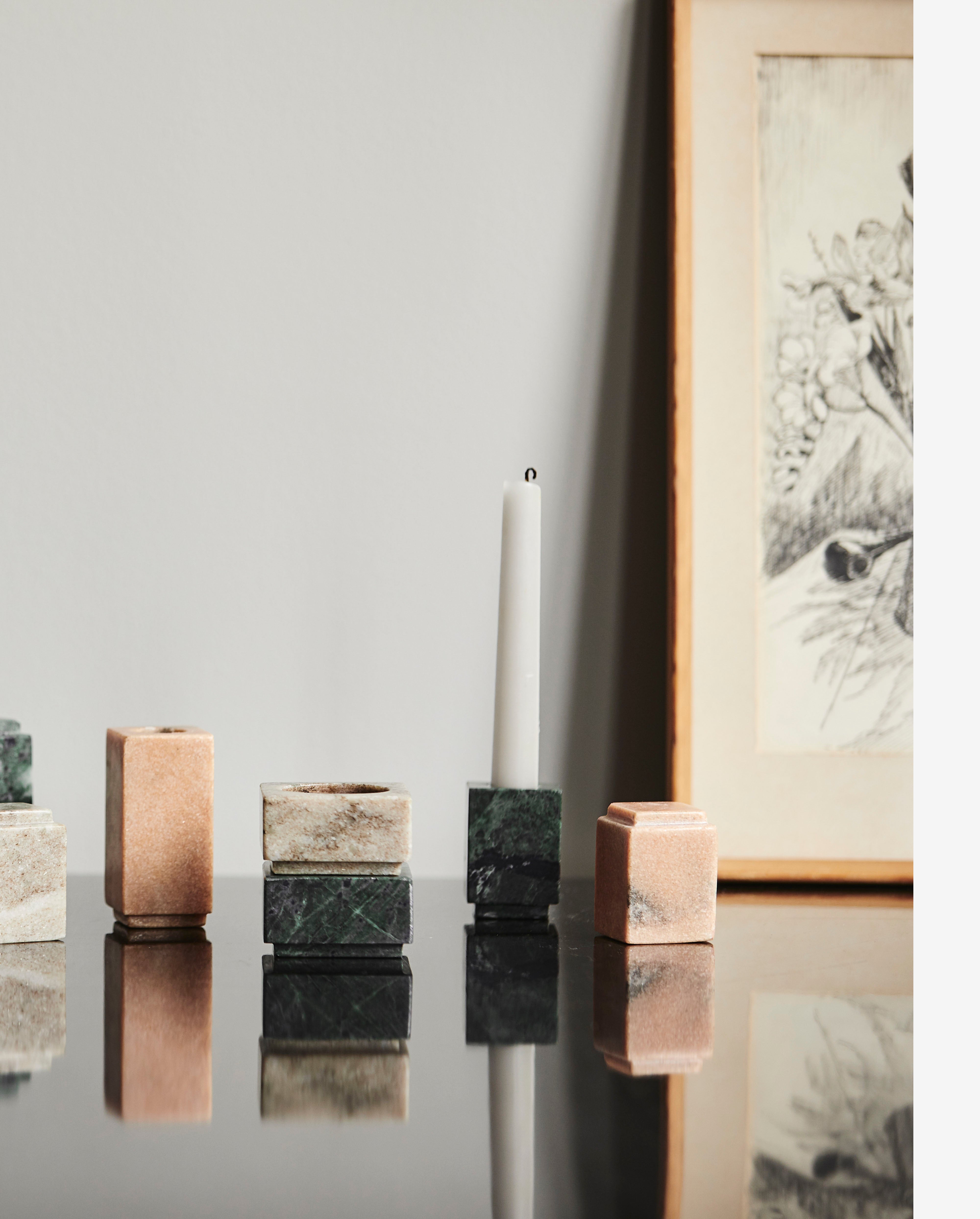 Haida Candle Holder, L, Rose Marble, Nordal, ljus & ljuslyktor