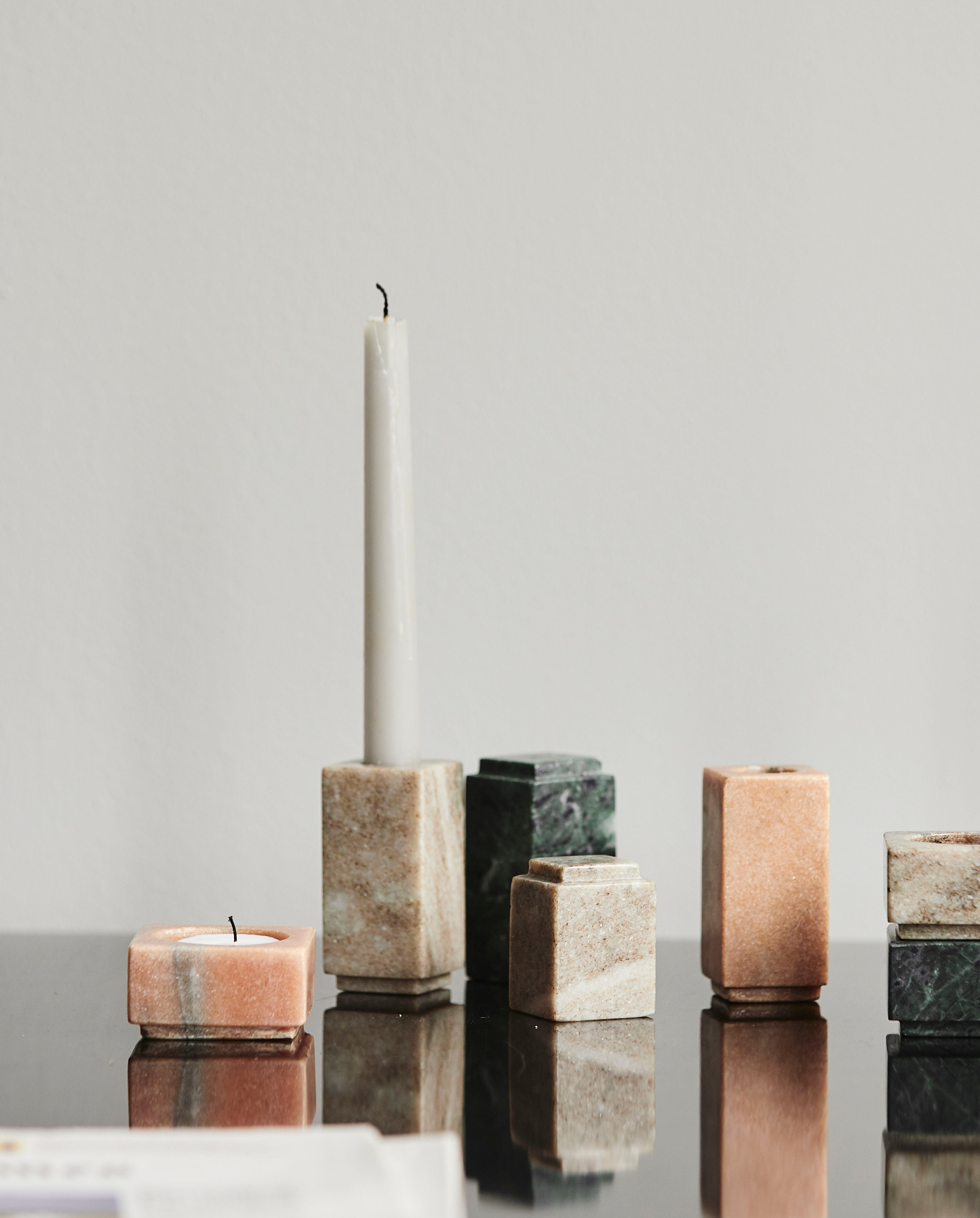Haida T-light Holder - Rose Marble, Nordal, ljus & ljuslyktor