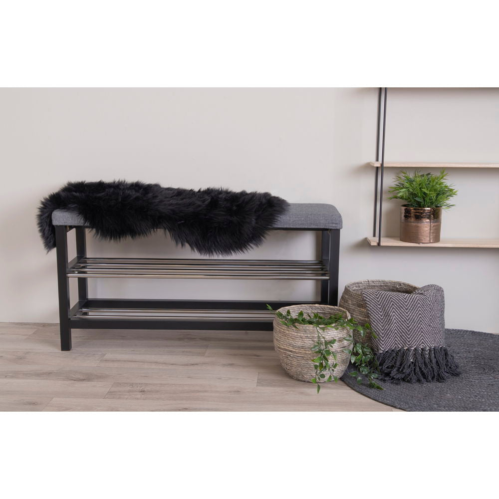 LAMMSKINNSFÄLL konst, svart, 50x85 cm