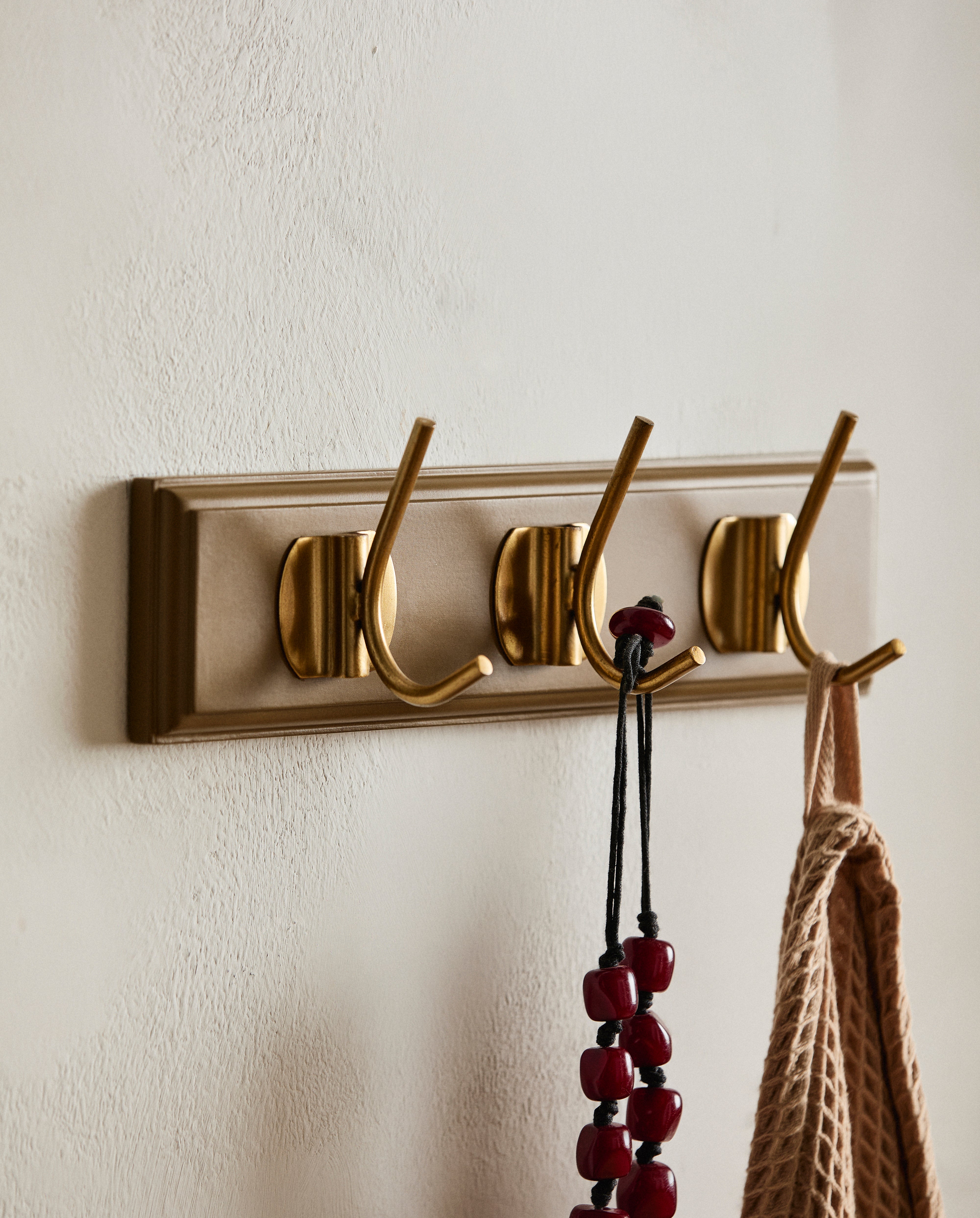 Edgy Coat Rack, 3 Hooks - Brown, Nordal, hängare & krokar