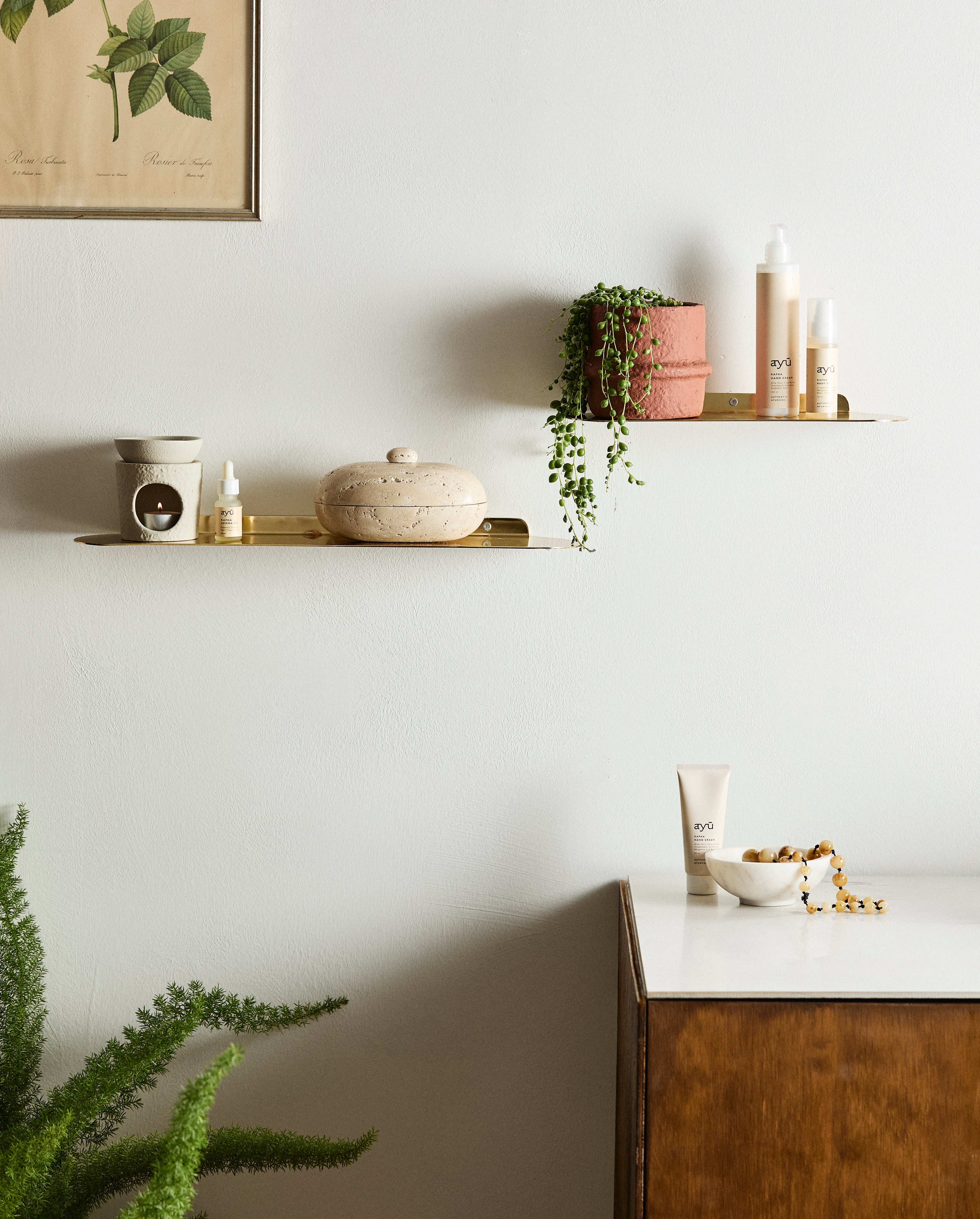 Fanoe Shelf, L - Golden Finish, Nordal, vägghyllor & väggskåp