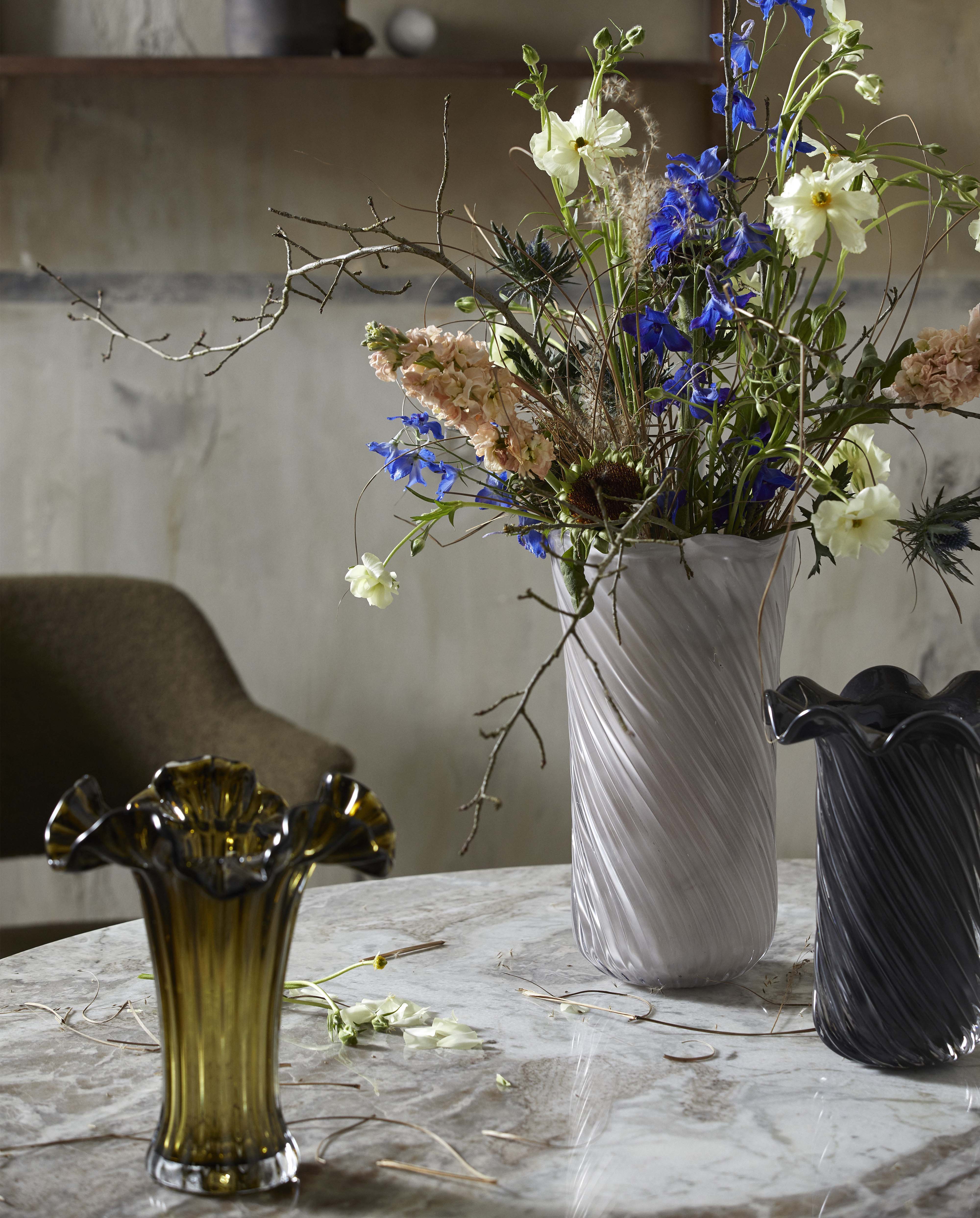 Koro Vase, Glass - Grey, Nordal, vaser & skålar