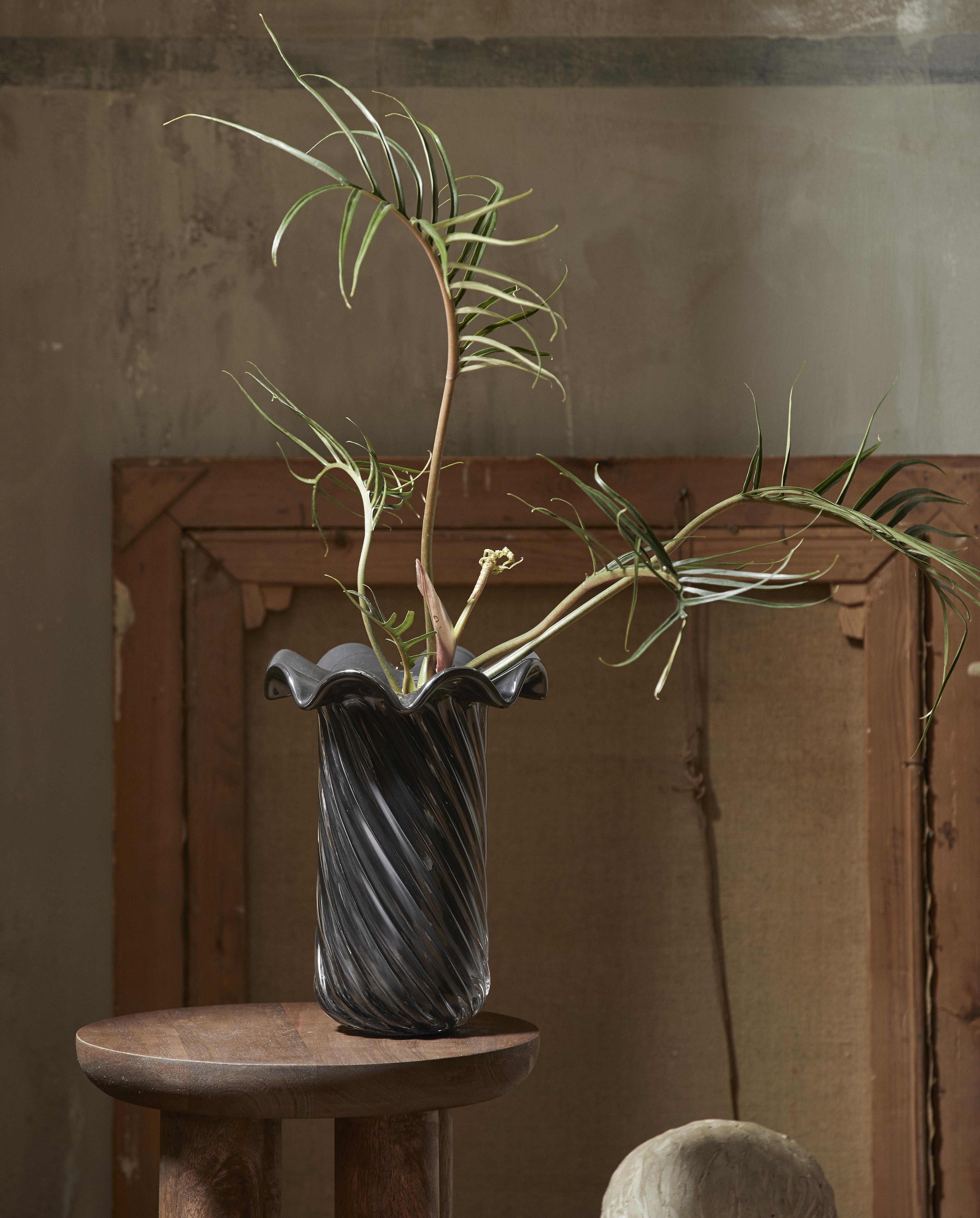 Koro Vase, Glass - Grey, Nordal, vaser & skålar