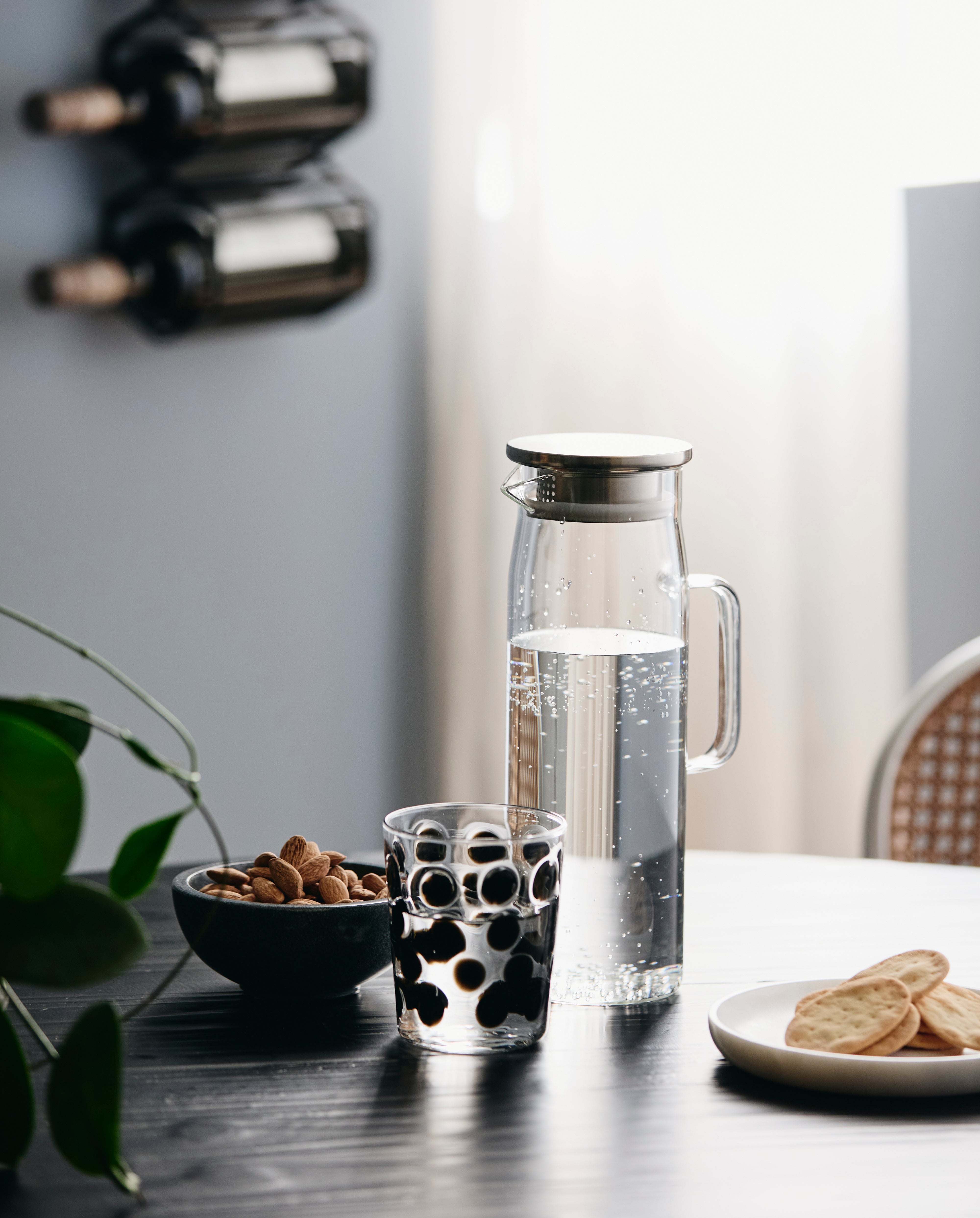 Prunus Drinking Glass - Clear/black, Nordal, köksredskap