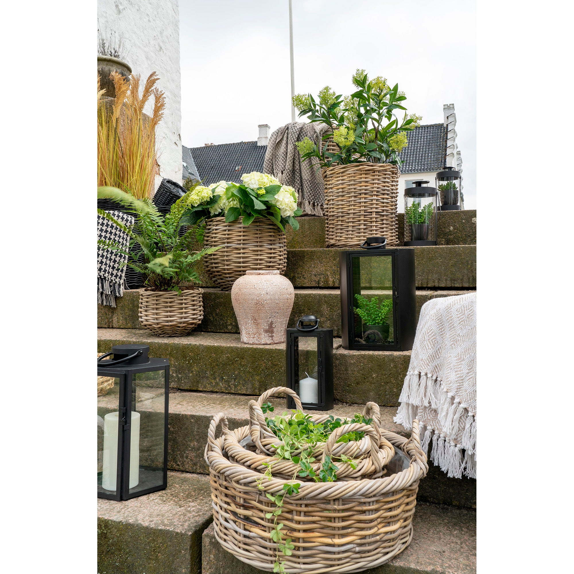 Kuta-korgar, kubu-rattan natur (3-pack)