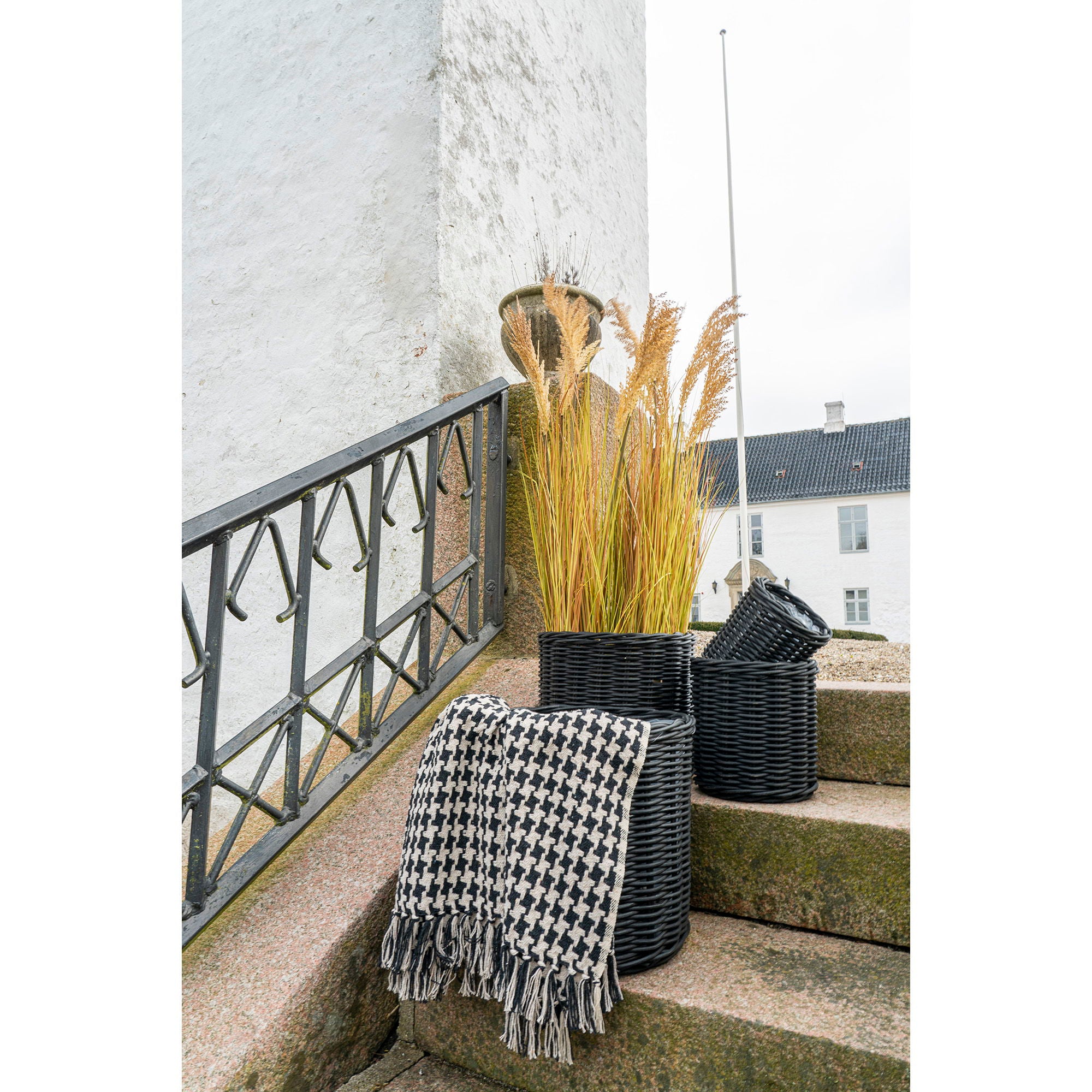 BOGOR korgset, kubu-rattan svart, set om 4