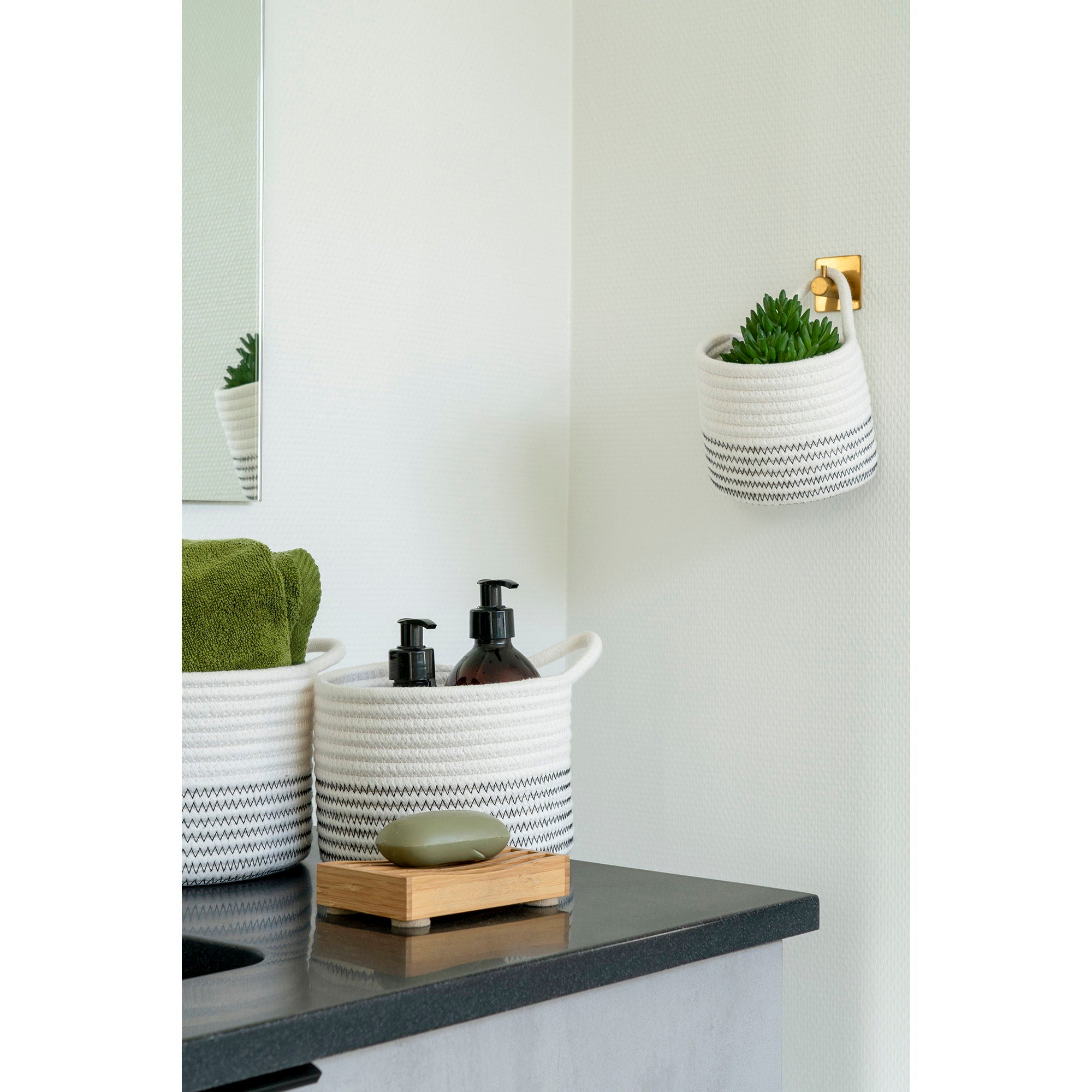 ALGAR Korgset i bomull, vit/grå, 3-pack