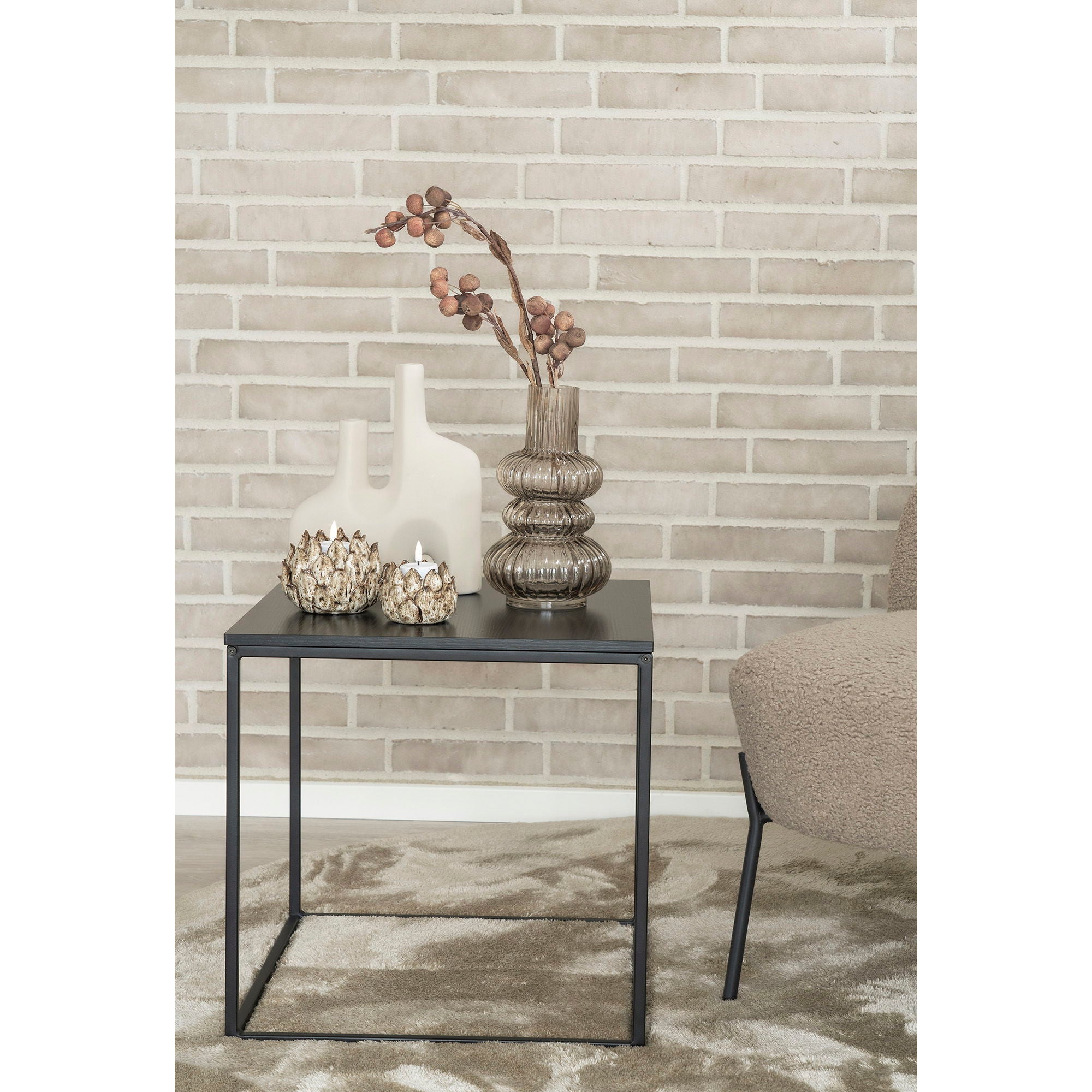 VASE Vas, rökfärgat munblåst glas