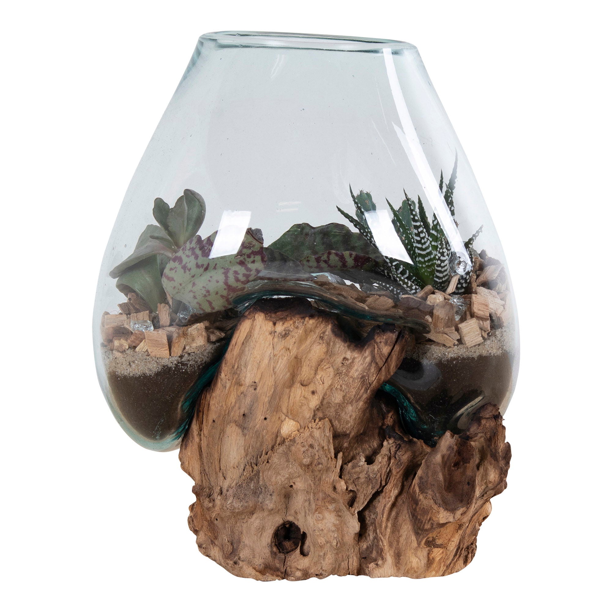 SAN MARINO Waterdrop, teak/glas natur